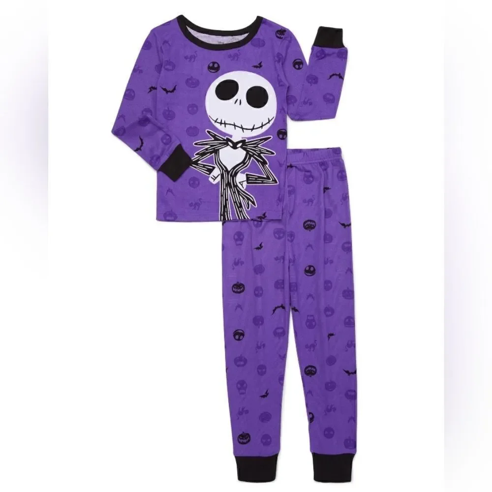 New Nightmare Before Christmas Girls Halloween Snug Fit Pajama Set, 2 pc